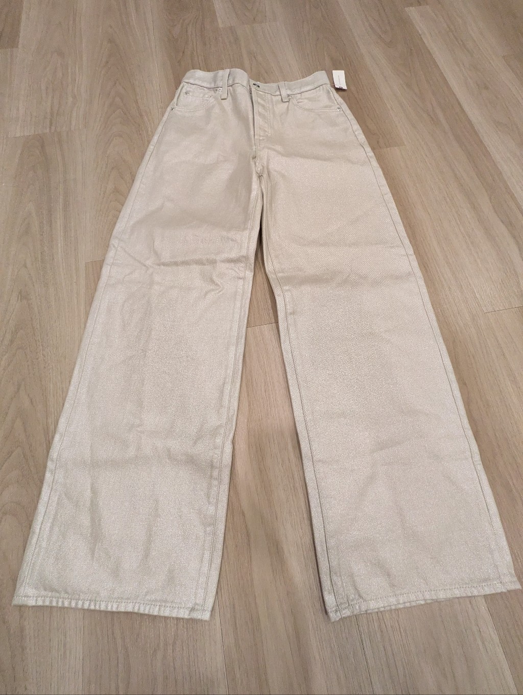 Anthropologie Pistola Nwt Cream Grey Sparkle Button Fly Jeans Size 26